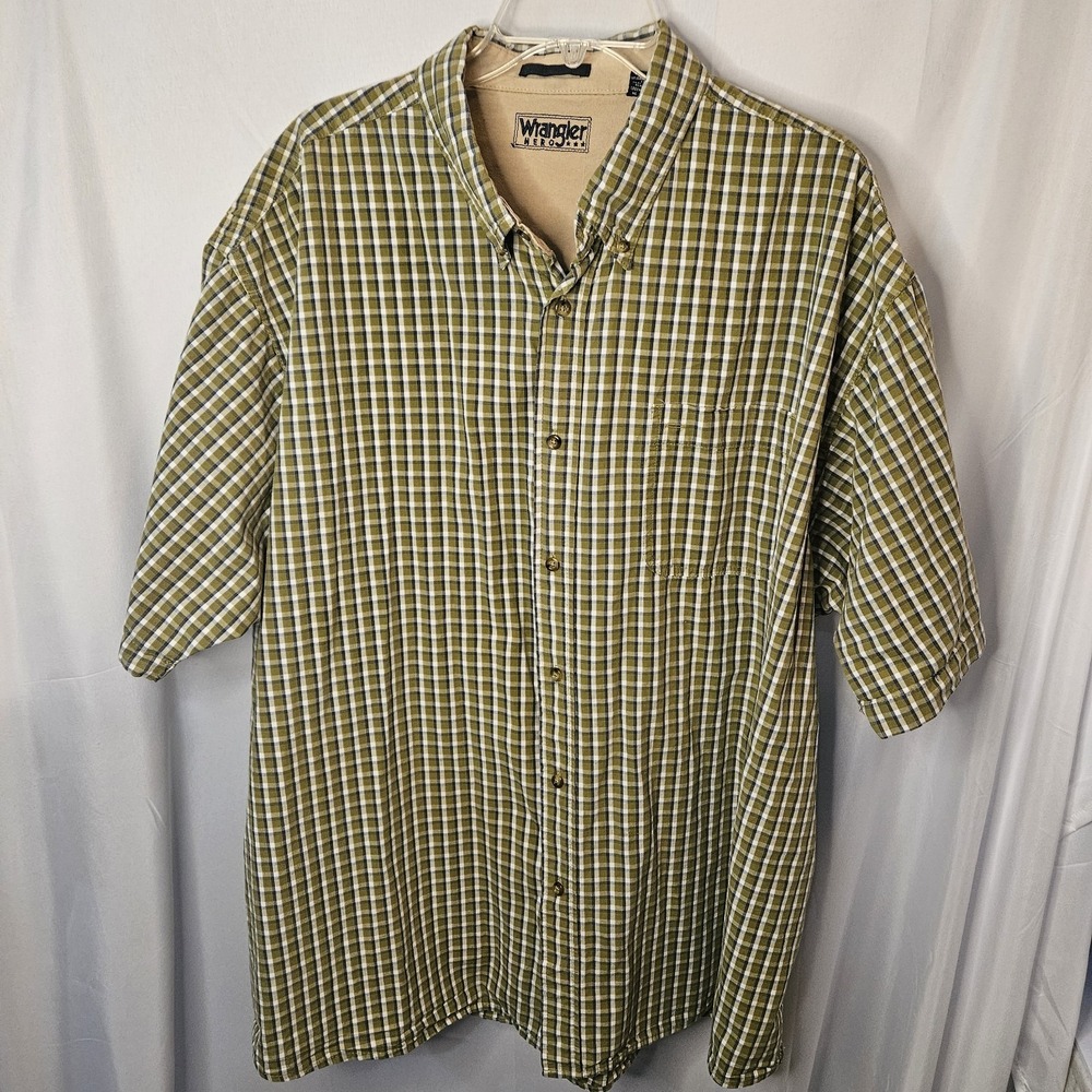 Wrangler Hero Short Sleeve Button Down Sz 3XL Rugged Cowboycore Outdoorsy